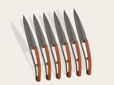 6 Deejo de table Prestige Serrated, Bois corail