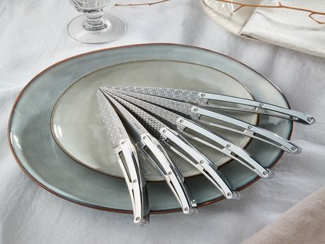 6 Deejo de table Prestige, Chromé / Géométrie